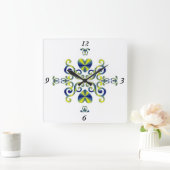 レインボーリリーとハート スクエア壁時計 (ホーム)