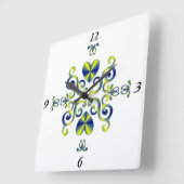 レインボーリリーとハート スクエア壁時計 (傾斜)