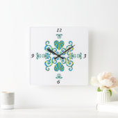 レインボーリリーとハート スクエア壁時計 (ホーム)