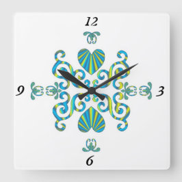 レインボーリリーとハート スクエア壁時計