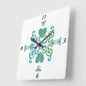 レインボーリリーとハート スクエア壁時計 (傾斜)