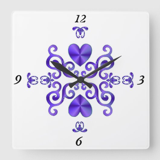 レインボーリリーとハート スクエア壁時計 (正面)