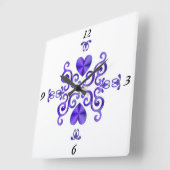 レインボーリリーとハート スクエア壁時計 (傾斜)