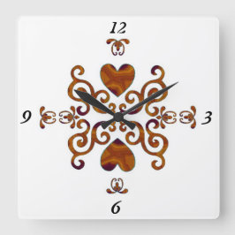レインボーリリーとハート スクエア壁時計