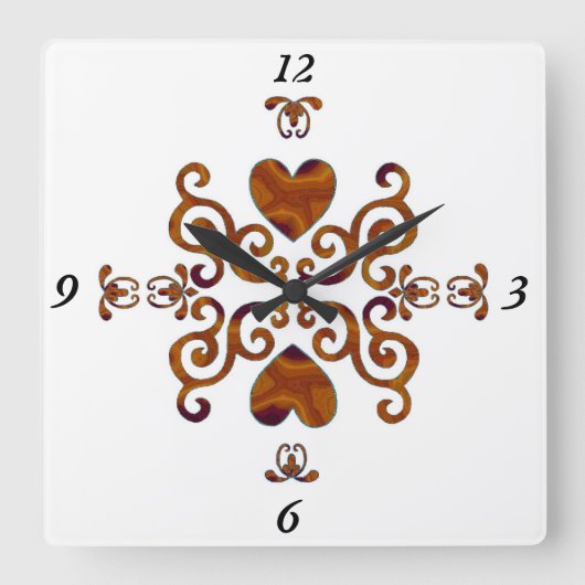 レインボーリリーとハート スクエア壁時計 (正面)
