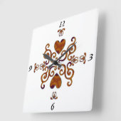 レインボーリリーとハート スクエア壁時計 (傾斜)