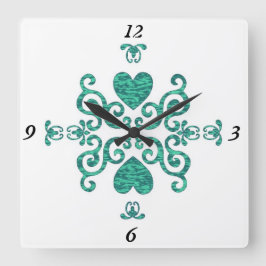 レインボーリリーとハート スクエア壁時計