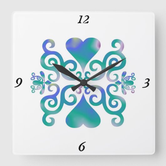レインボーリリーとハート スクエア壁時計 (正面)