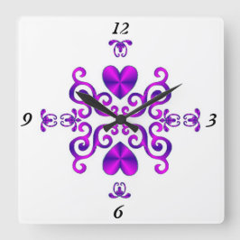 レインボーリリーとハート スクエア壁時計