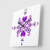 レインボーリリーとハート スクエア壁時計 (傾斜)