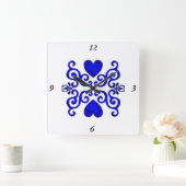 レインボーリリーとハート スクエア壁時計 (ホーム)