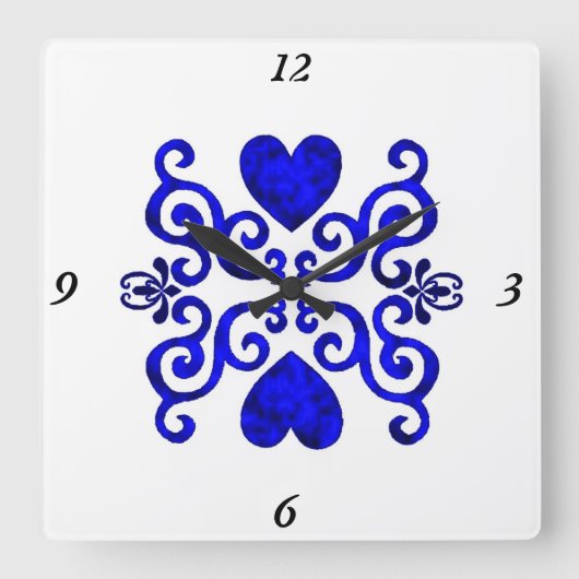 レインボーリリーとハート スクエア壁時計 (正面)