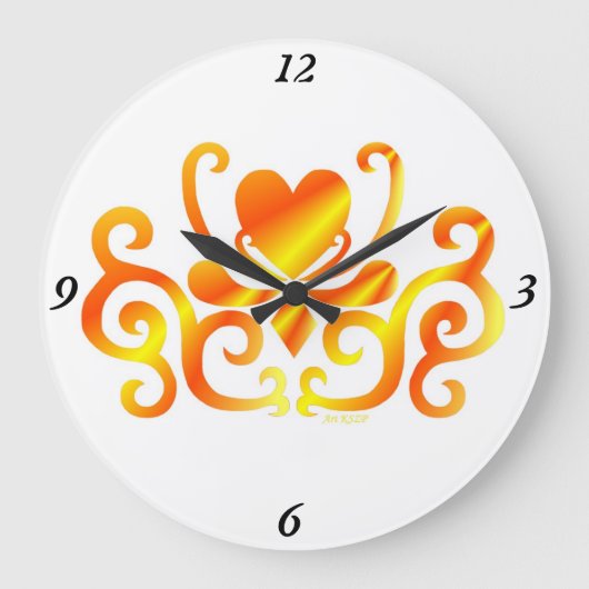 レインボーリリーとハート ラージ壁時計 (正面)