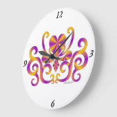 レインボーリリーとハート ラージ壁時計 (傾斜)