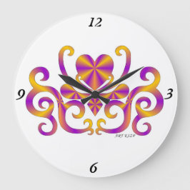 レインボーリリーとハート ラージ壁時計