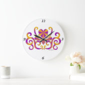 レインボーリリーとハート ラージ壁時計 (ホーム)