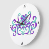 レインボーリリーとハート ラージ壁時計 (傾斜)