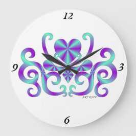 レインボーリリーとハート ラージ壁時計