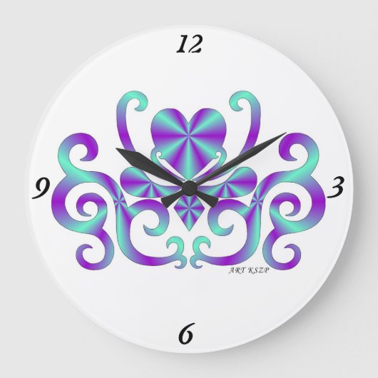 レインボーリリーとハート ラージ壁時計 (正面)