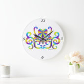 レインボーリリーとハート ラージ壁時計 (ホーム)