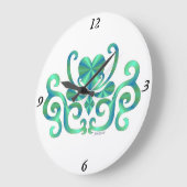 レインボーリリーとハート ラージ壁時計 (傾斜)