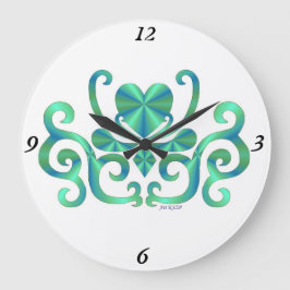 レインボーリリーとハート ラージ壁時計