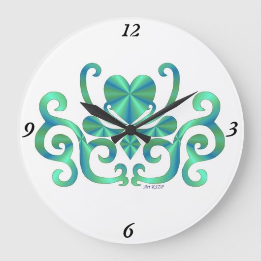 レインボーリリーとハート ラージ壁時計 (正面)