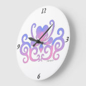 レインボーリリーとハート ラージ壁時計 (傾斜)