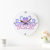 レインボーリリーとハート ラージ壁時計 (ホーム)
