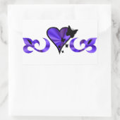 レインボーリリーハートと蝶 長方形シール (バッグ)