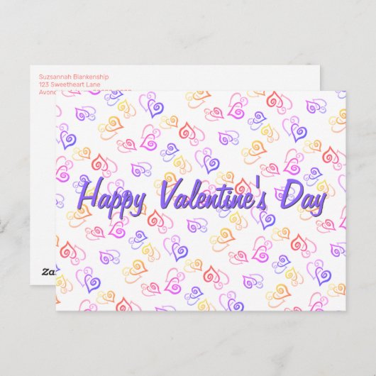 レインボーリンクハートパターンアートワークテンプレート シーズンポストカード (正面/裏面)