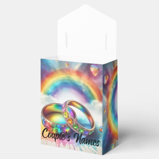 レインボーリングや輪ゲイレズビアン結婚式の引き出物 フェイバーボックス (オープン)