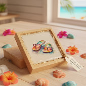 レインボーリーフビーチサンダル ガラスコースター