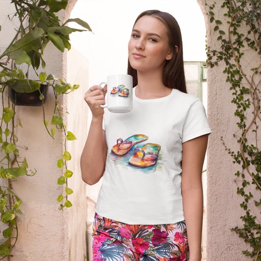 レインボーリーフビーチサンダル コーヒーマグカップ