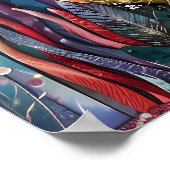 レインボーリーフマーメイドカラフル ポスター (角)