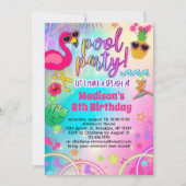 レインボールアウ(ハワイ式宴会)プールパーティー誕生日招待状 招待状 (正面)