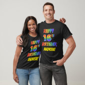 レインボールックハピー16th誕生日+名前をカスタムする tシャツ (ユニセックス)