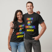 レインボールックハピー6th誕生日+名前をカスタムする tシャツ (ユニセックス)