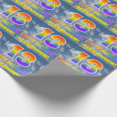 レインボールック"13" & "ハッピーバースデー"，雲，空 ラッピングペーパー (角)