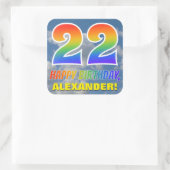 レインボールック"22" & "ハッピーバースデー",雲,空 スクエアシール (バッグ)