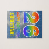 レインボールック"26" & "ハッピーバースデー",曇り空 ジグソーパズル (横)