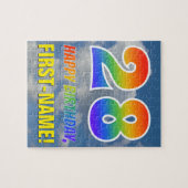 レインボールック"28" & "ハッピーバースデー",曇り空 ジグソーパズル (横)