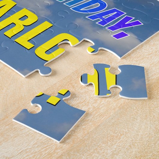 レインボールック"34" & "ハッピーバースデー",曇り空 ジグソーパズル (側面)