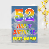 レインボールック"52" & "ハッピーバースデー"，雲，空 カード (黄色い花)