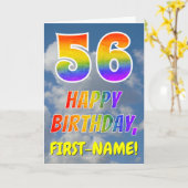 レインボールック"56" & "ハッピーバースデー",雲,空 カード (黄色い花)