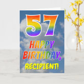 レインボールック"57" & "ハッピーバースデー"，雲，空 カード (黄色い花)