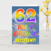 レインボールック"62" & "ハッピーバースデー",雲,空 カード (黄色い花)