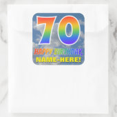 レインボールック"70" & "ハッピーバースデー"，雲，空 スクエアシール (バッグ)