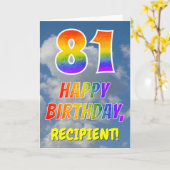 レインボールック"81" & "ハッピーバースデー"，雲，空 カード (黄色い花)