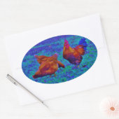 レインボールースター&ヘンズエレクトリックブルー 楕円形シール (封筒)